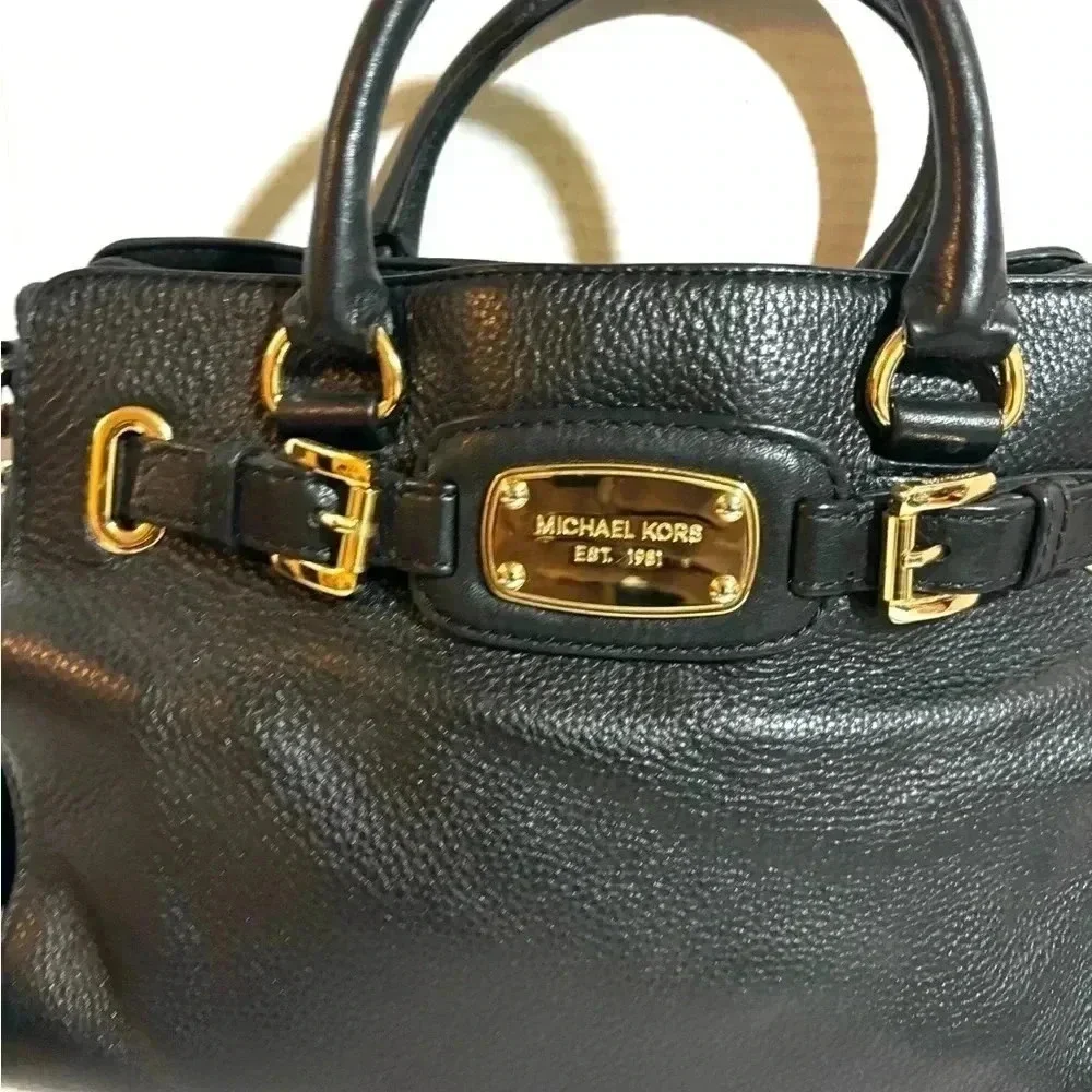 Michael Kors black leather satchel handbag